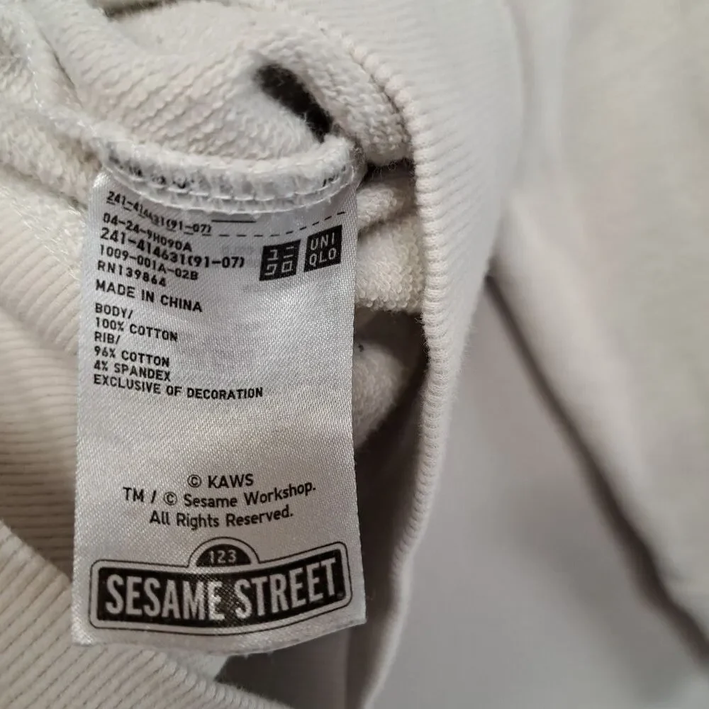 Kaws x Sesame Street Uniqlo Beige Cream Medium Hoodie - Picture 6 of 14